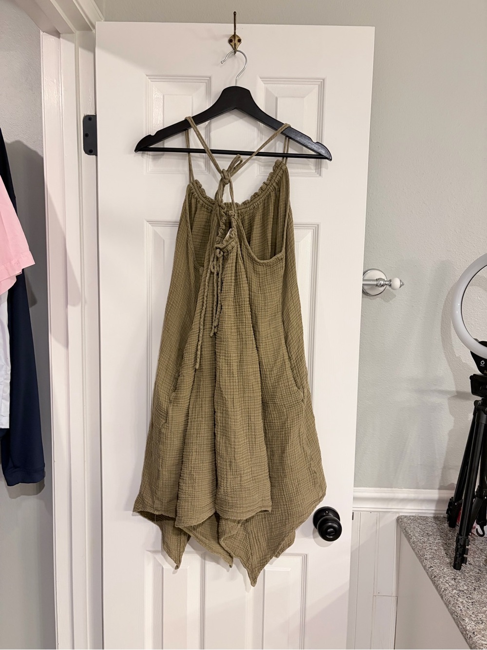 Anthropologie Daily Practice Green Gauze Halter Dress XL - Picture 8 of 8